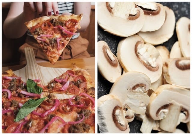 пицца с беконом и грибами